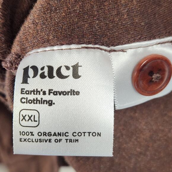 Pact Relaxed Blazer Cardigan Unisex XXL Brown Solid Organic Cotton Pockets EUC - Picture 12 of 14